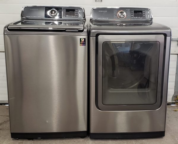 Used Set Samsung Washer Wa45h7200ap/a2 And Dryer Dv52j8700ep/ac