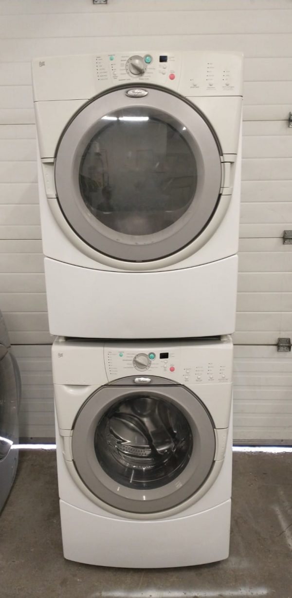 USED SET WHIRLPOOL DUET WASHER GHW9150PW0 AND DRYER YGEW9250PW0