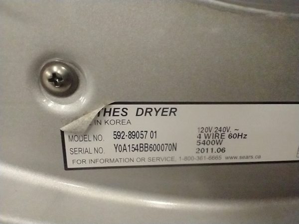 USED SET KENMORE WASHER 592-49057 AND DRYER 592-8905701