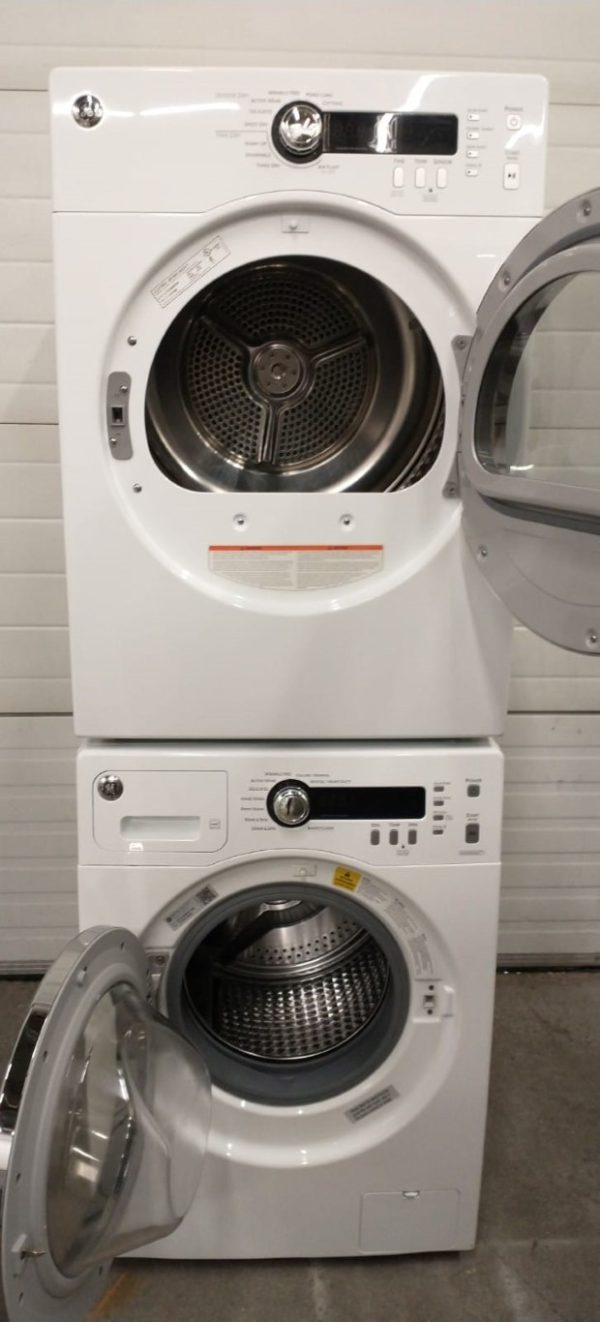 Used Set GE Appartment Size Washer Wcvh4800k2ww & Dryer Pcvh480ek0ww