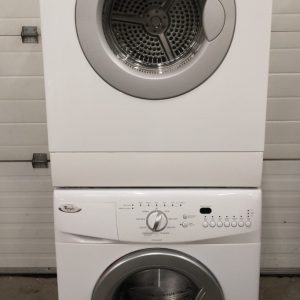 USED SET WHIRLPOOL APPARTMENT SIZE WASHER WFC7500VW2 AND DRYER YWED7500VW 2