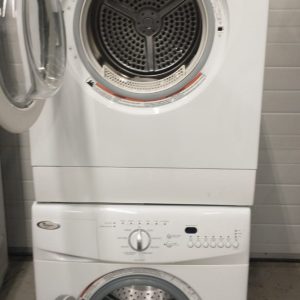 USED SET WHIRLPOOL APPARTMENT SIZE WASHER WFC7500VW2 AND DRYER YWED7500VW 1