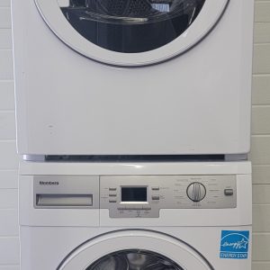 USED SET BLOMBERG APPARTMENT SIZE WASHING MACHINE WM7712NBL01 AND DRYER DV17542 1