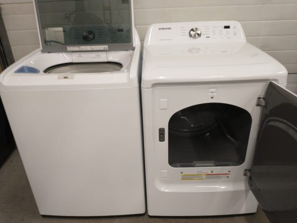New Open Box Floor Model Set Samsung Washer Wa44a3205aw And Dryer Dve45t3200w 