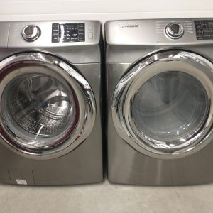 SET SAMSUNG WASHER OPEN BOX WF45M5500AP 5.2 CU.FT AND DRYER USED DV42H5200EP 7.5 CU 1