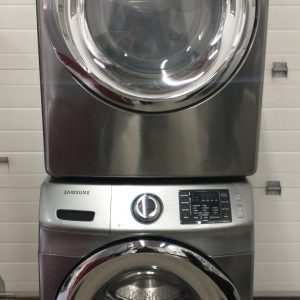SET SAMSUNG WASHER OPEN BOX WF45M5500AP 5.2 CU.FT AND DRYER USED DV42H5200EP 7.5 CU 2