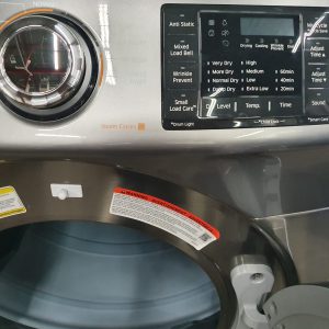SET SAMSUNG WASHER OPEN BOX WF45M5500AP 5.2 CU.FT AND DRYER USED DV42H5200EP 7.5 CU 3