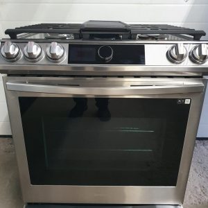 USED LESS THAN 1 YEAR GAS STOVE NX60T8711SSAA Range Slide In 30 Exterior Width Self Clean Convection 5 Burners Sealed Burners 6.0 cu. ft. Capacity Storage Drawer Air Fry 1 Ovens Wifi Enabled 22K BTU