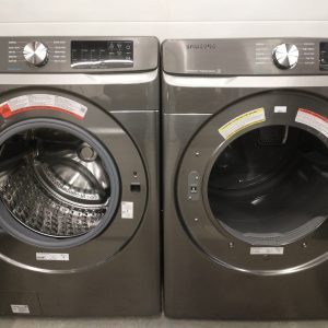 USED LESS THAN 1 YEAR SAMSUNG SET WASHER WF45R6100AP 5.2 CU. FT AND DRYER DVE45T6100PAC 7.5 CU. FT 1