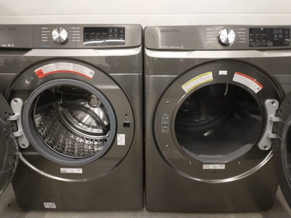 USED LESS THAN 1 YEAR SAMSUNG SET WASHER WF45R6100AP AND DRYER DVE45T6100P/AC 
