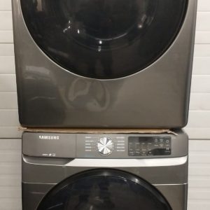 USED LESS THAN 1 YEAR SAMSUNG SET WASHER WF45R6100AP 5.2 CU. FT AND DRYER DVE45T6100PAC 7.5 CU. FT 3