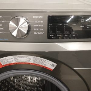 USED LESS THAN 1 YEAR SAMSUNG SET WASHER WF45R6100AP 5.2 CU. FT AND DRYER DVE45T6100PAC 7.5 CU. FT 5