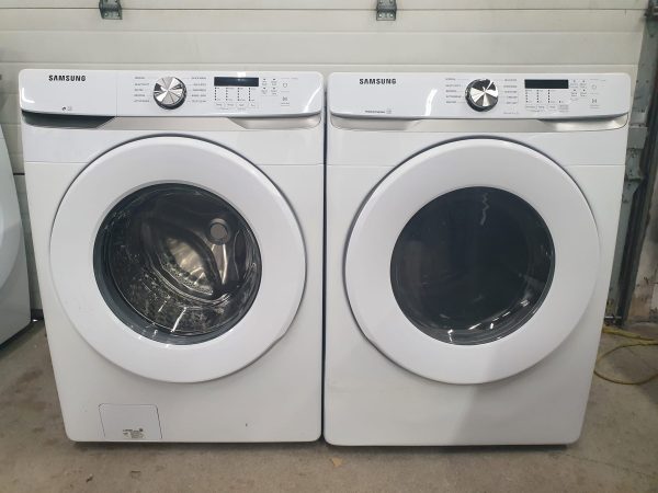 USED SAMSUNG SET WASHER WF45T6000AW/A5 AND DRYER DVE45T6005V/AC (LESS THAN 1 YEAR)