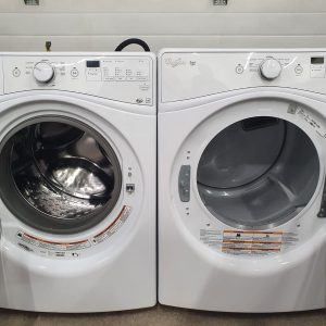 USED SET WHIRLPOOL WASHER WFW72HEDW0 4.2 CU.FT AND DRYER YWED72HEDW1 7.5 CU 4