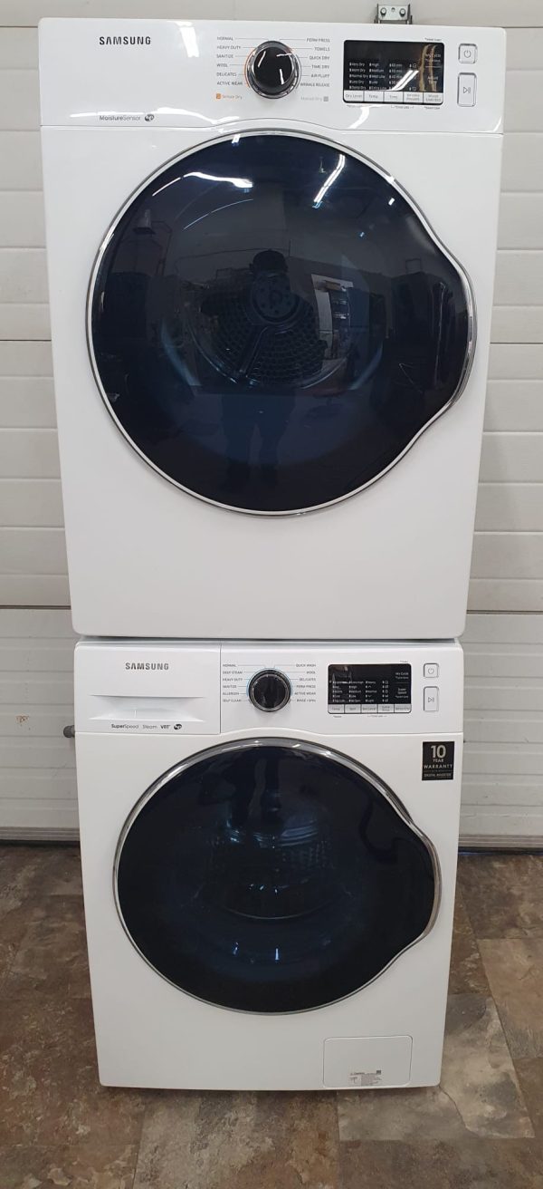 OPEN BOX SET SAMSUNG FLOOR MODEL APPARTMENT SIZE WITH STEAM AND DRYER