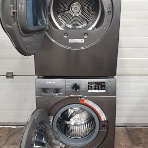 OPEN BOX SET SAMSUNG APPARTMENT SIZE FLOOR MODEL WASHER WW22K6800AXA2 WITH STEAM AND DRYER DV22K6800EXAC 3