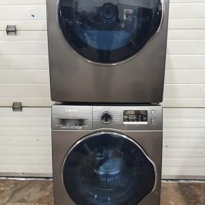 OPEN BOX SET SAMSUNG APPARTMENT SIZE FLOOR MODEL WASHER WW22K6800AXA2 WITH STEAM AND DRYER DV22K6800EXAC 5