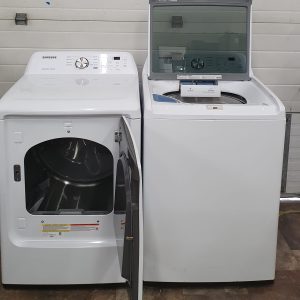 USED SAMSUNG SET WASHER WA44A3205AW AND DRYER DVE45T3200W 3