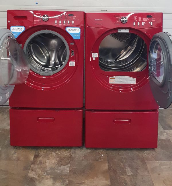 Used Set Maytag With Pedestals Washer Caqe7077kr0 & Dryer Atf8000fs1