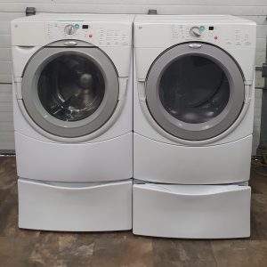 USED WHIRLPOOL DUET SET WITH PEDESTALS WASHING MACHINE GHW9209LW AND DRYER YGEW9200LW1 4