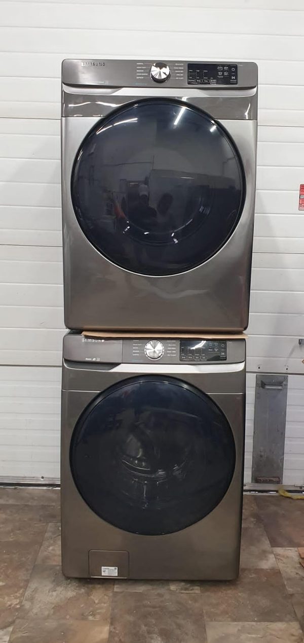 Open Box Samsung Washer WF45R6100AP and Dryer DVE45T6100P/AC