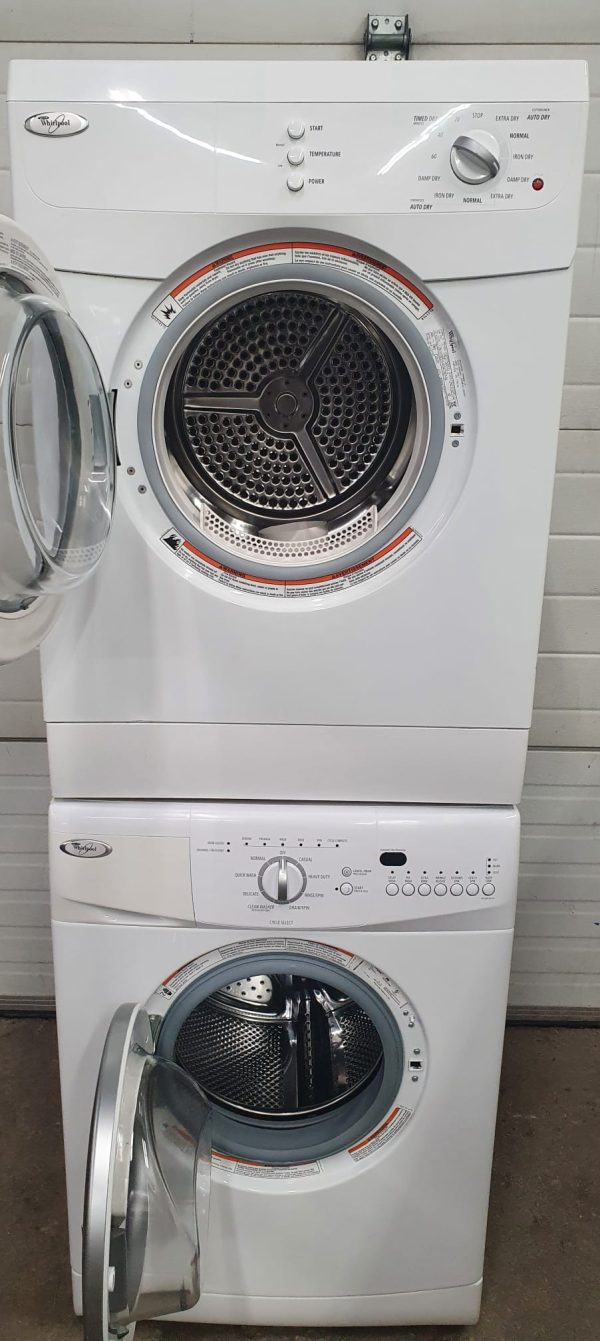 Used Whirlpool Set Apartment Size Washer WFC7500VW and Dryer YWED7500VW