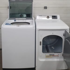 Used Samsung Set Washer WA50M7450AWA4 and Dryer DV45H7000EWAC 1