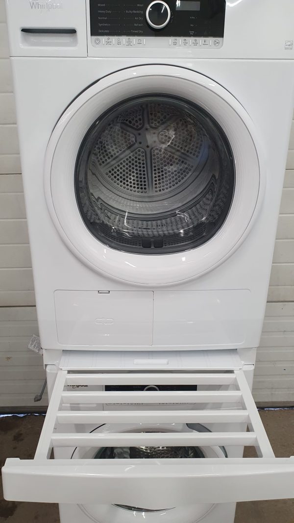 Used Whirlpool Set Apartment Size Washer WFW3090JW0 Operated by Cold Water and Vent Less Electric Dryer WHF5090GW0
