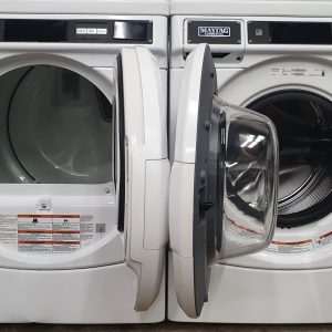 USED MAYTAG COMMERCIAL SET WASHER MHN33PRCWW2 4.5 cu ft AND DRYER MDE28PRCZW3 3