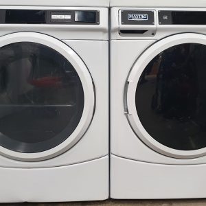 USED MAYTAG COMMERCIAL SET WASHER MHN33PRCWW2 4.5 cu ft AND DRYER MDE28PRCZW3 4