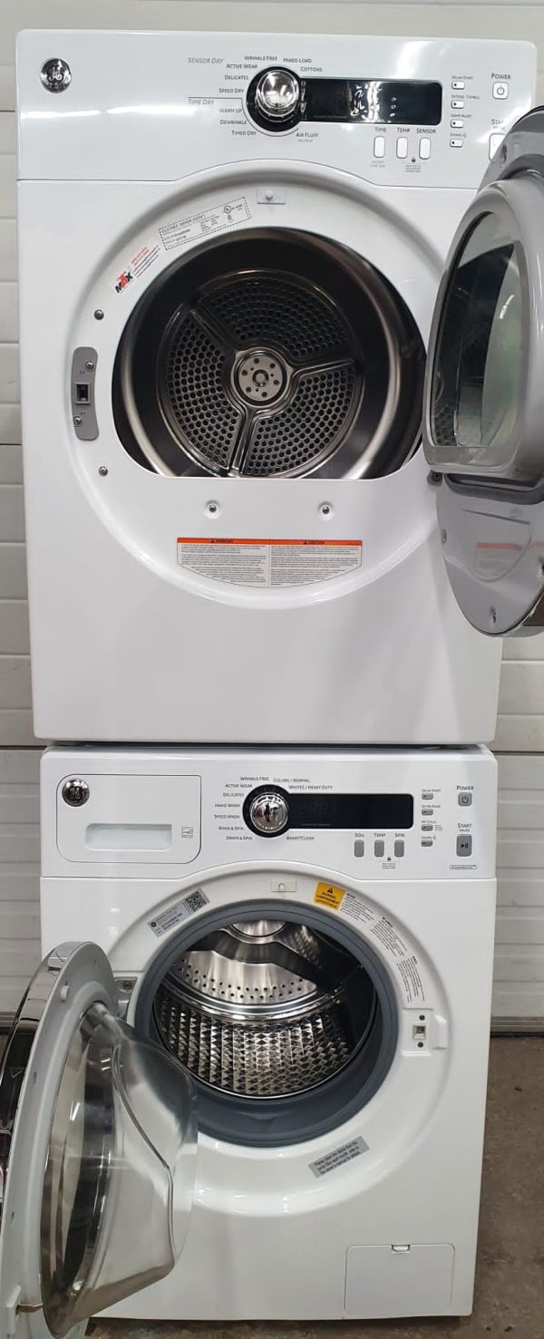 Used GE Set Apartment Size Washer WCVH4800K2WW and Dryer PCVH480EK0WW