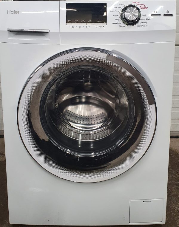 Used Haier 2 in 1 Washer Dryer Set Combo HLC1700AXW Wash and Dry in the Same Machine Non Vented Condensing Drying 120V