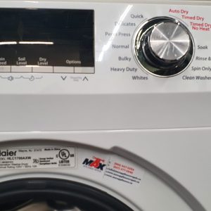 Used Haier 2 in 1 Washer Dryer Set Combo HLC1700AXW Wash and Dry in the Same Machine Non Vented Condensing Drying 120V (4)