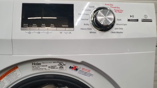 Used Haier 2 in 1 Washer Dryer Set Combo HLC1700AXW Wash and Dry in the Same Machine Non Vented Condensing Drying 120V