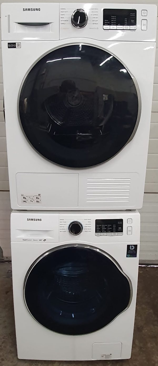 Used Less Than 1 Year Samsung Set Apartment Size Washer WW22K6800AW and Ventless Electric Dryer DV25B6800HW