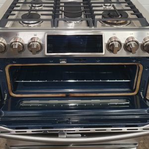 Used Samsung Chef Collection Slide In Gas Stove NY58J9850WS With 2 Ovens (1)