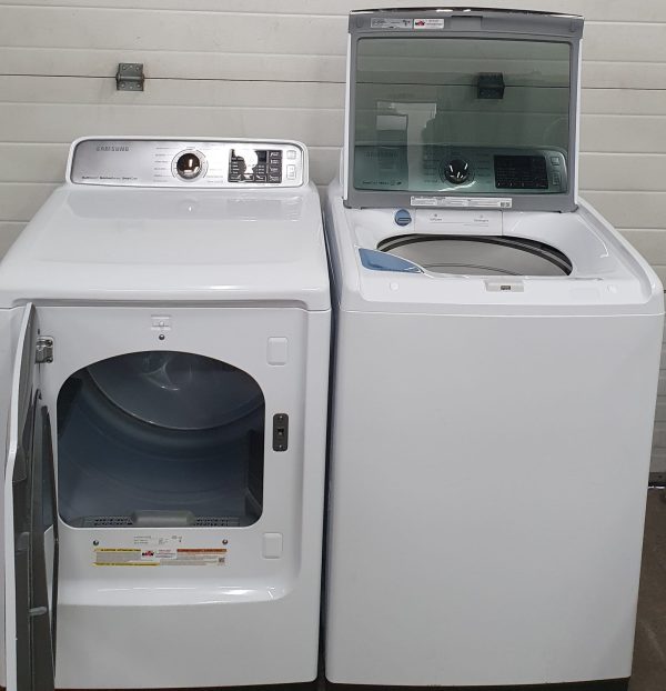 Used Samsung Set Washer WA50M7450AW and Dryer DVE50M7450W