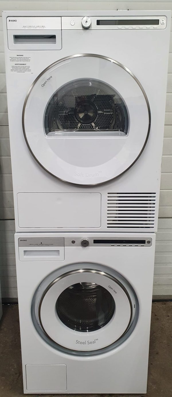 Used less than 1 Year Asko Set Compact washer W4114C.W and Vent Less Dryer T411HS.W