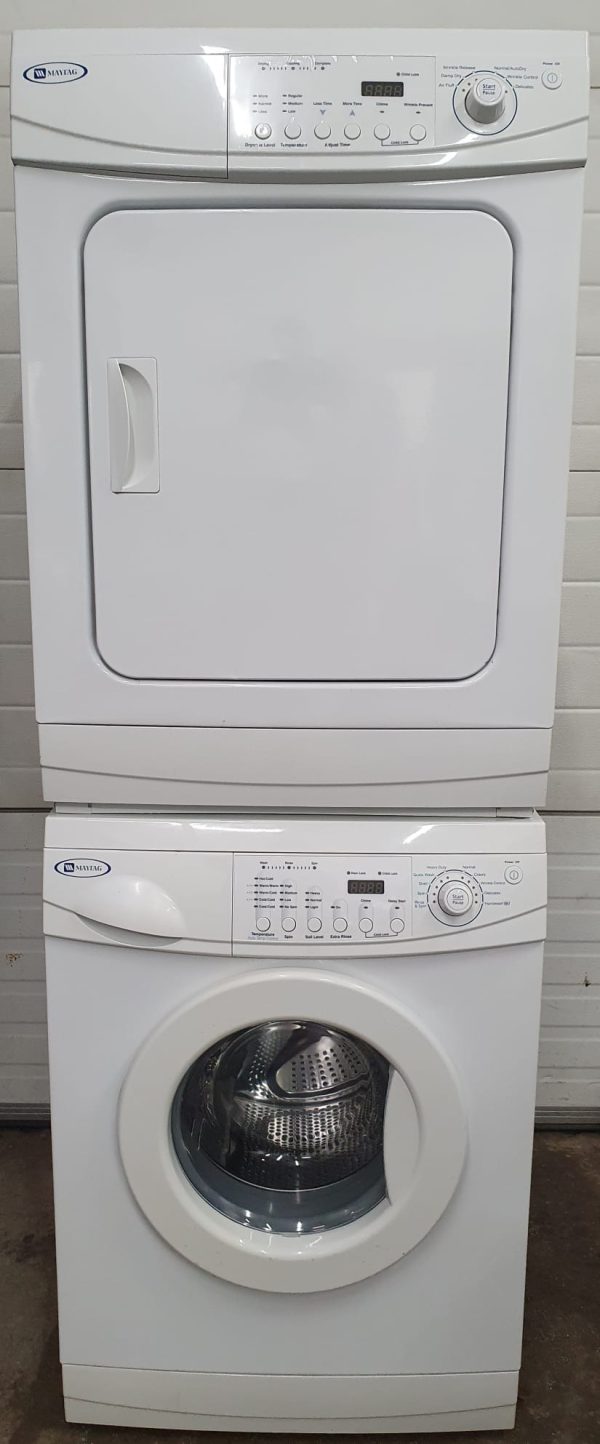 Used Maytag Set Apartment Size Washer MAH2400AWW and Dryer MDE2400AZW